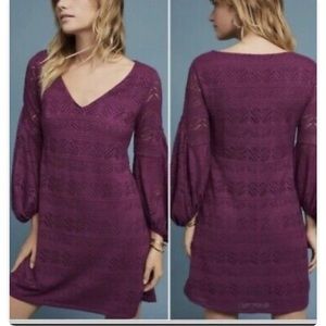 Maeve anthropologie purple crochet leila dress